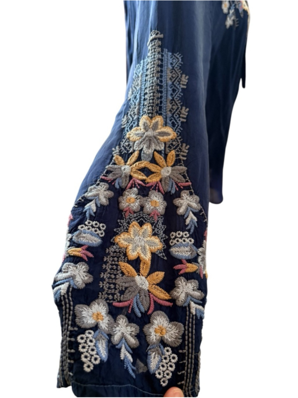 Johnny Was Tanya Embroidered Tunic Size XXL Blue Embroidered Long Sleeve - Picture 4 of 8